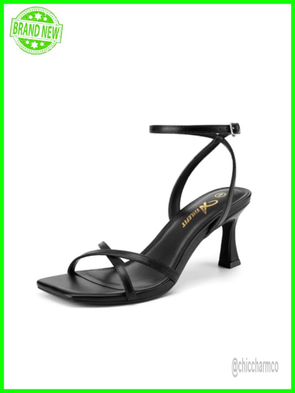 Kitten Heels for Women Square Open Toe Strappy High Heels Prom